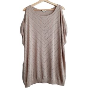 🍒 LAURA Cold Shoulder Fine Knit Scoop Neck Top PLUS Sz 1X